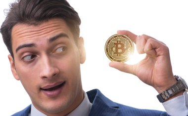 Bitcoin fiyat artışı kavramında iş adamı