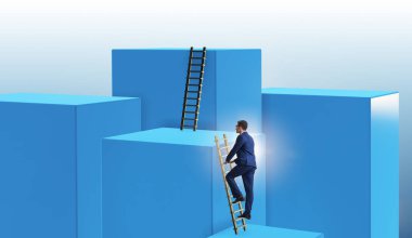 Bloklar halinde iş kavramı meydan tırmanma işadamı