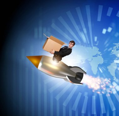 Dünya çapında dağıtım servisinde iş adamı.