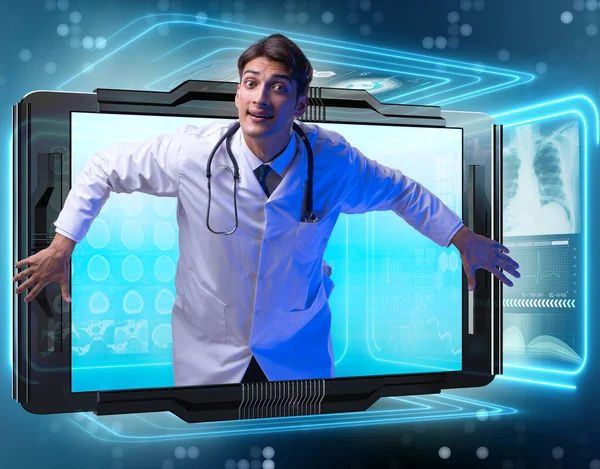 Concetto di telemedicina con medico e smartphone — Foto Stock