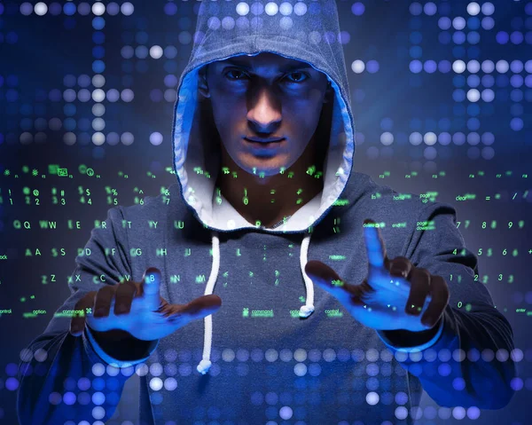 Young hacker in cyber security concept — Stock Photo, Image