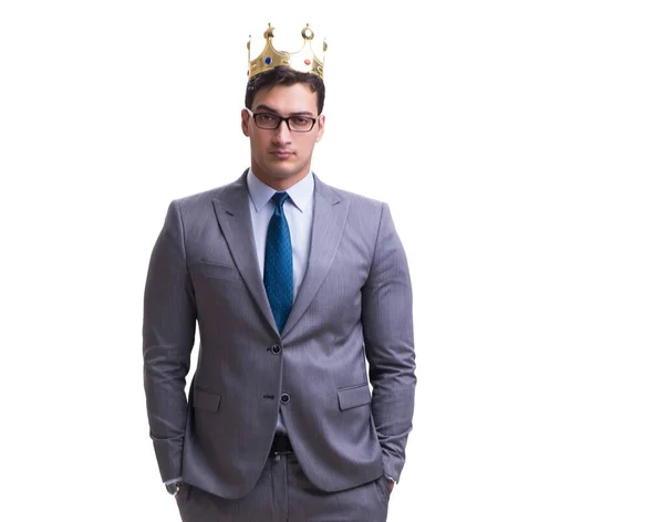 King businessman isolated on white background — Stock Photo, Image