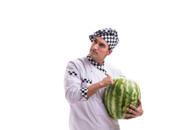 Beyaz karpuzlu genç aşçı.