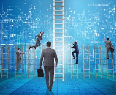 Rakiplerini döven iş adamlarıyla rekabet konsepti