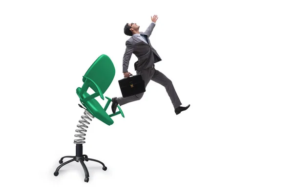 Προώθηση έννοια με επιχειρηματία εκτιναχθεί από την καρέκλα — Φωτογραφία Αρχείου