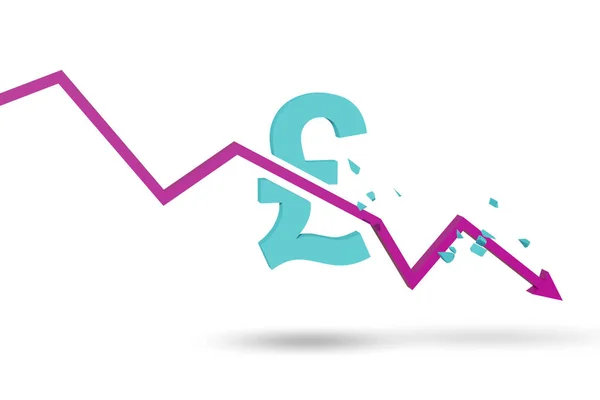 Concepto de crisis económica y gbp apuntan a la inflación —  Fotos de Stock