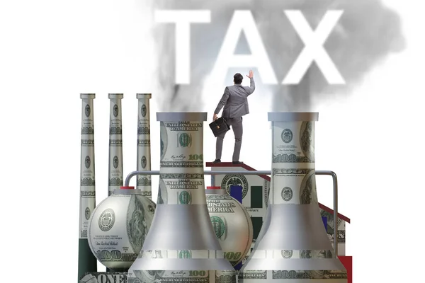 Empresario en concepto de impuesto al carbono — Foto de Stock
