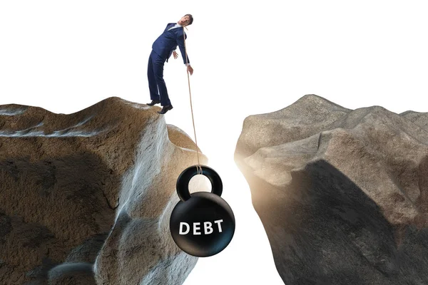 Konzept der Verschuldung und Last mit Geschäftsmann — Stockfoto