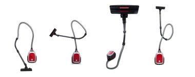 Beyaz arkaplanda izole edilmiş elektrik süpürgesi