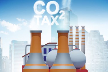 Karbon vergisi ve kirlilik kavramındaki bitki - 3D oluşturma