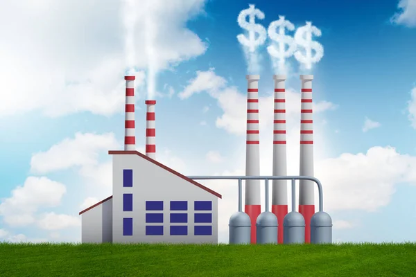 Impianto in carbon tax e concetto di inquinamento - rendering 3d — Foto Stock