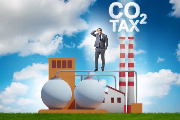 Üzletember a szén-dioxid-adó koncepciójában — Stock Fotó