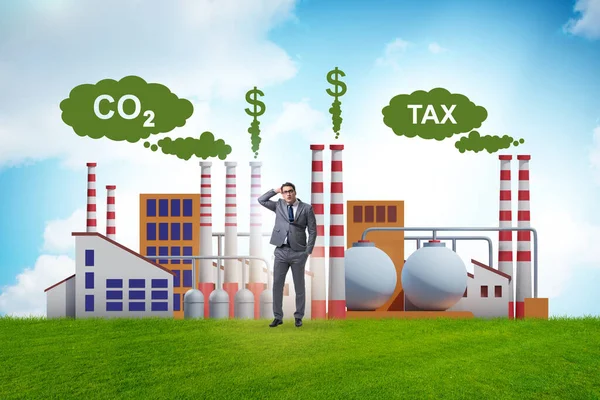 Επιχειρηματίας στην έννοια του φόρου άνθρακα — Φωτογραφία Αρχείου