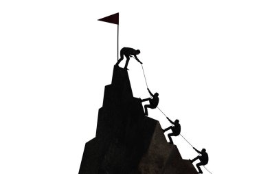 Takım çalışması kavramı dağın zirvesine tırmanıyor.