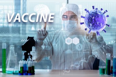 Coronavirus covid-19 aşısı üzerinde çalışan doktor.