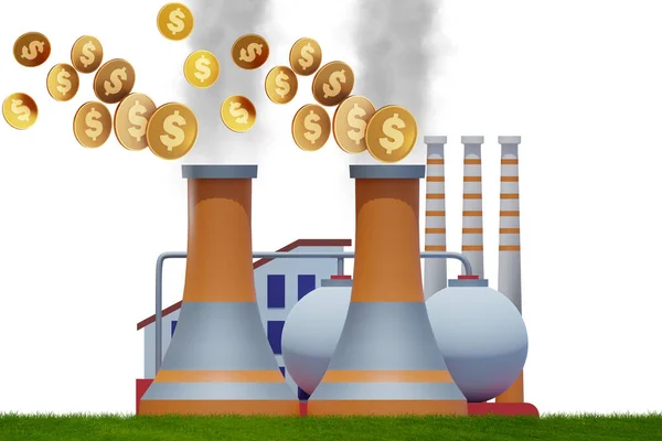 Impianto in carbon tax e concetto di inquinamento - rendering 3d — Foto Stock