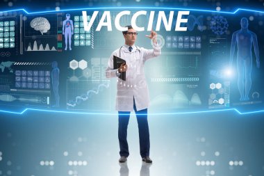 Coronavirus covid-19 aşısı üzerinde çalışan doktor.