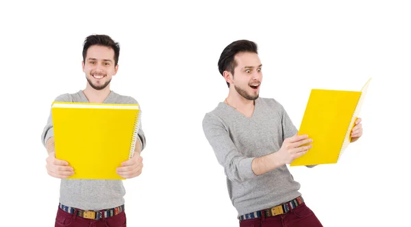 Jonge student geïsoleerd op de witte achtergrond — Stockfoto