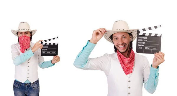 Cowboy geïsoleerd op de witte achtergrond — Stockfoto