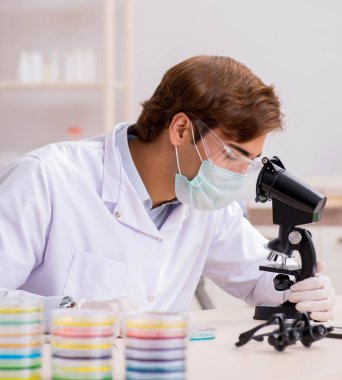 Laboratuvarda çalışan genç bir kimyager.