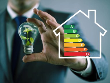 Enerji verimliliği kavramında iş adamı
