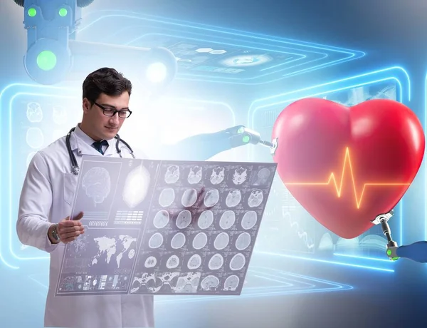 Conceito de telemedicina com monitoramento remoto da condição cardíaca — Fotografia de Stock