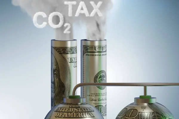 Conceito de imposto de carbono no conceito de ecologia - renderização 3d — Fotografia de Stock
