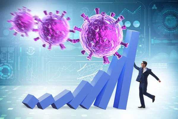 Begreppet ekonomisk kris från coronavirus covid-19 — Stockfoto