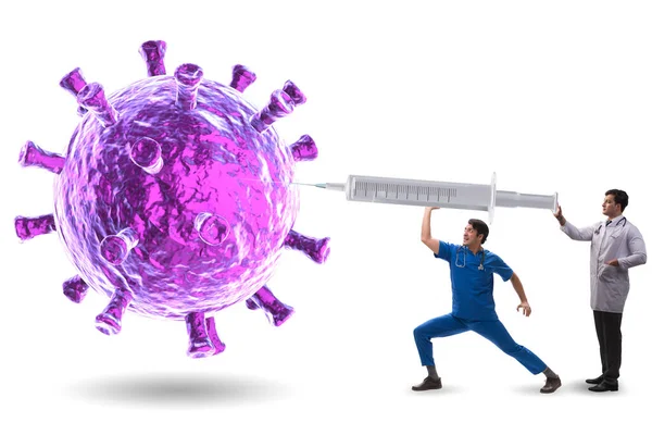 Concept de vaccin contre le coronavirus covid-19 avec médecins et seringue — Photo