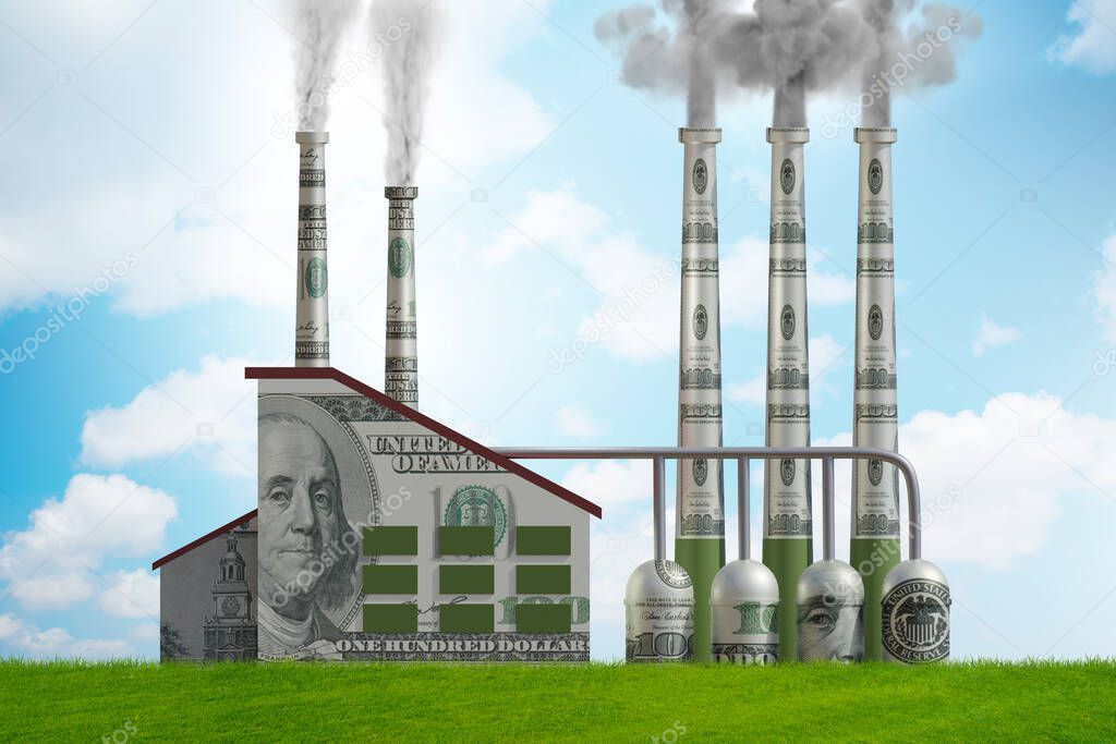 Carbon tax concept with industrial plant - 3d rendering