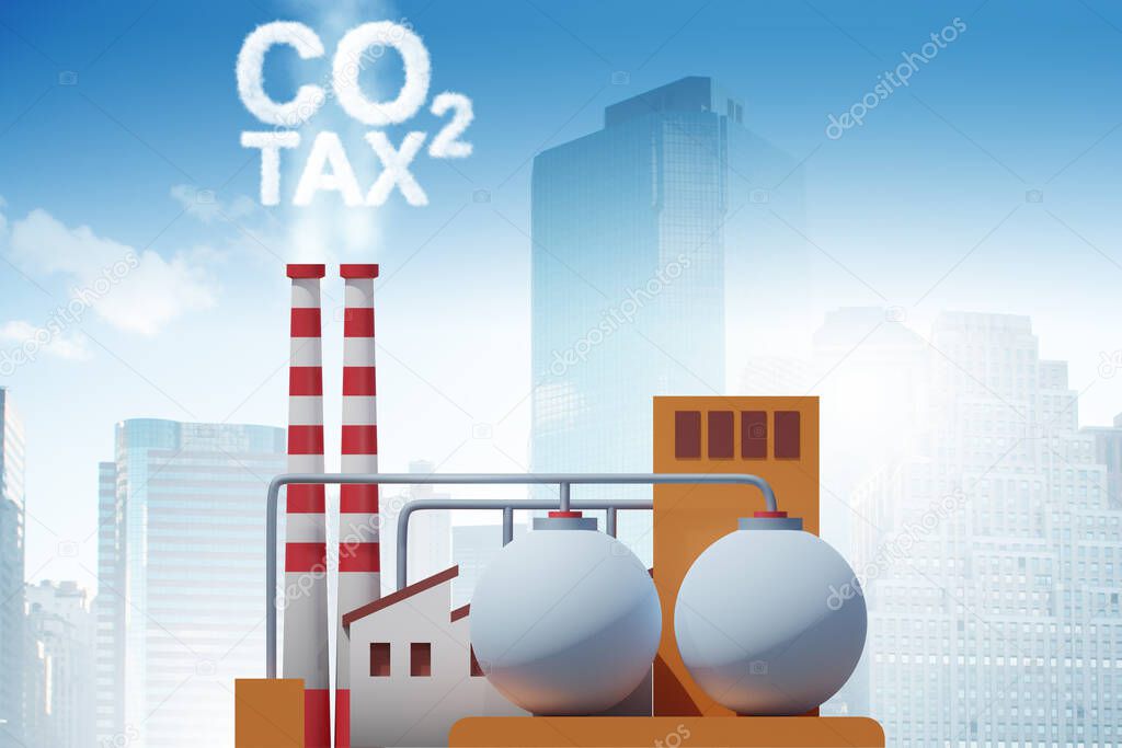 Plant in carbon tax and pollution concept - 3d rendering