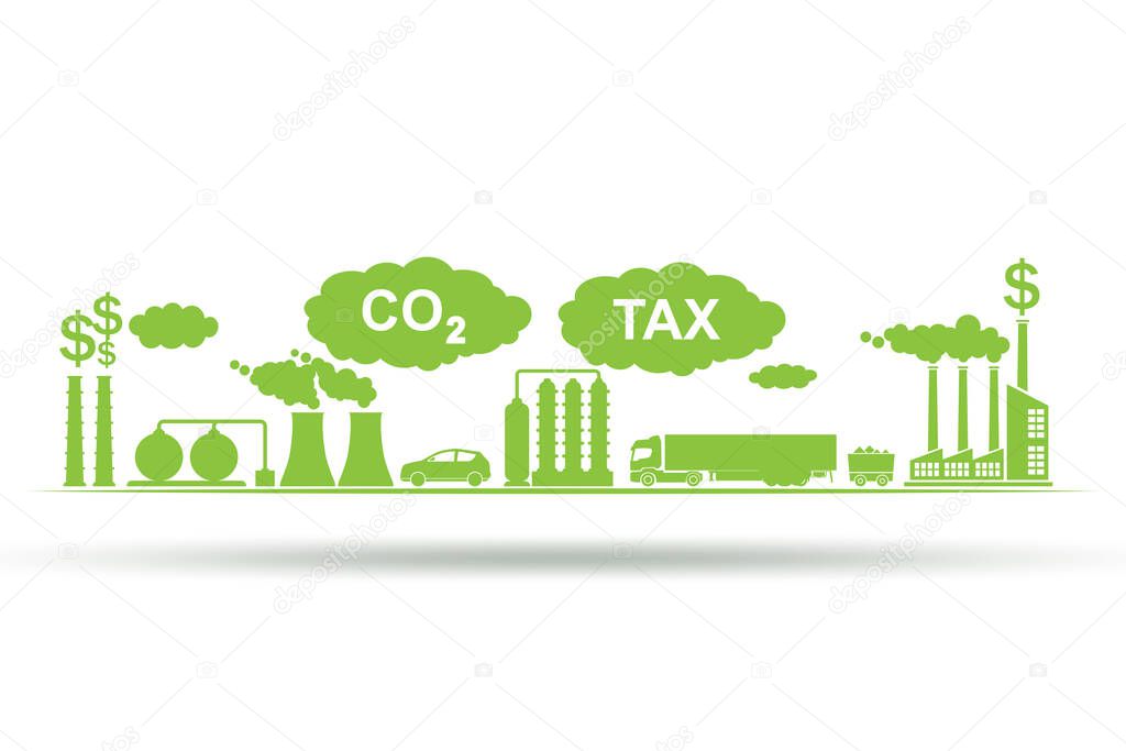 Carbon tax concept with industrial plant