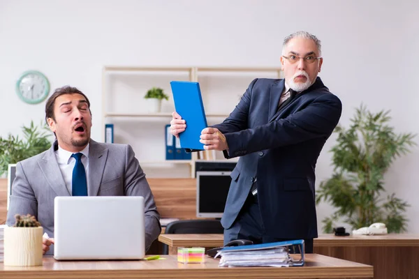 Two employees in pandemic concept at workplace — Stock Photo, Image