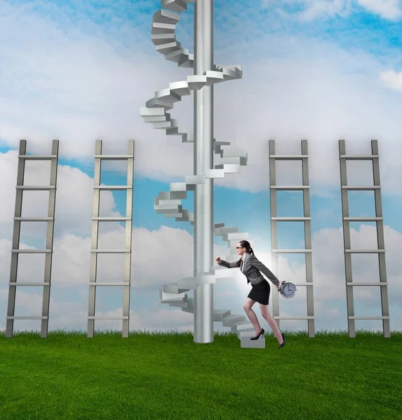 Career progression concept with ladders and staircase — Stock Photo, Image