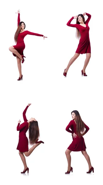 Dans kadın üzerinde beyaz izole — Stok fotoğraf