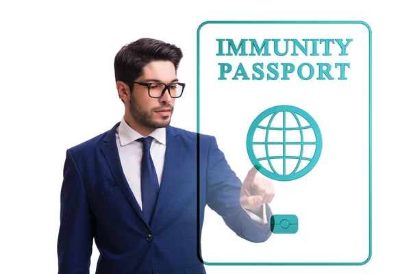 Concept of immunity passport - pressing virtual button — Stock Photo, Image