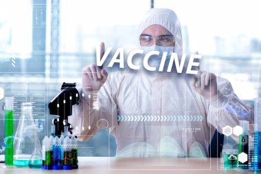 Coronavirus covid-19 aşısı üzerinde çalışan doktor.