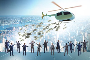 Helikopter para konseptinde iş adamı