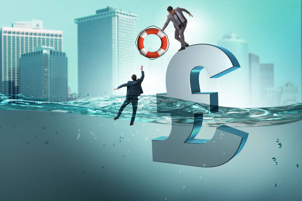 Pound GBP currency devaluation and exchange rate concept