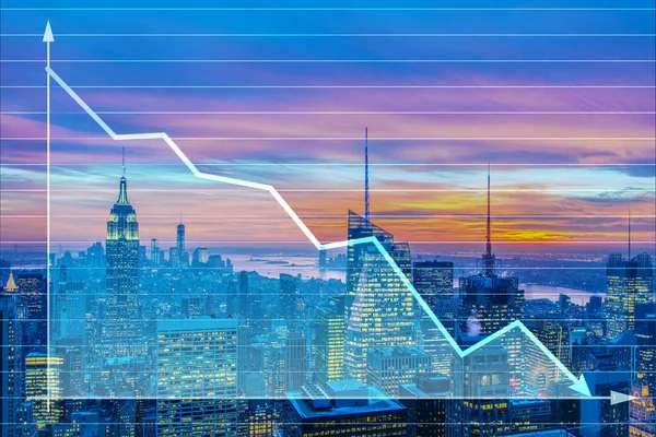 Recesszió és válság koncepció hanyatlási diagrammal — Stock Fotó