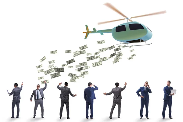 Helikopter para konseptinde iş adamı — Stok fotoğraf