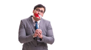 Sansür konsepti işadamı beyazda izole edildi