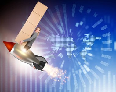 Dünya çapında küresel dağıtım hizmetinde bir kadın.