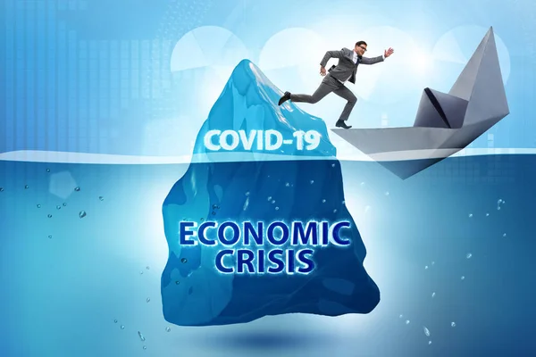 Концепція економічної кризи в коваріації коронавірусу-19 — стокове фото