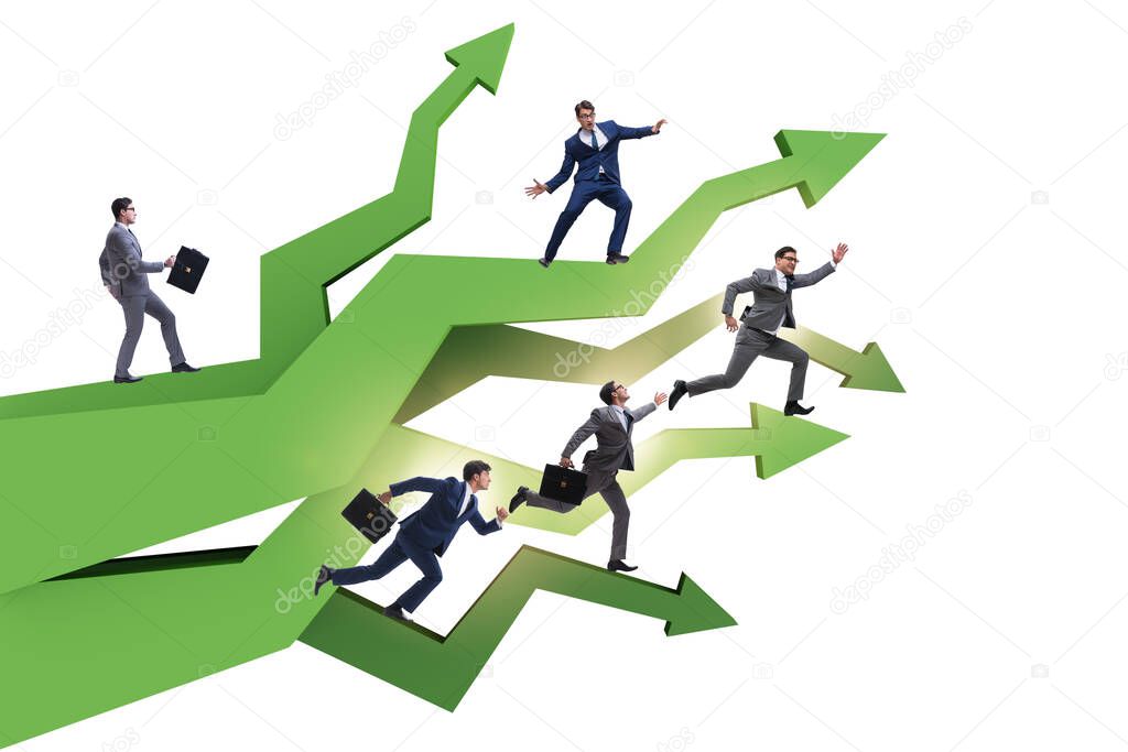 Businessman in business chart concept