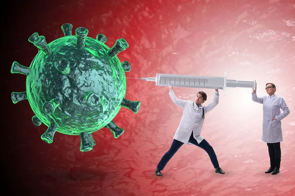Coronavirus covid-19疫苗概念与医生和注射器 — 图库照片