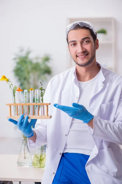 Young male chemist working in the lab — Stock Photo, Image
