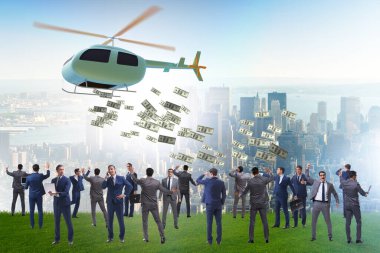 Helikopter para konseptinde iş adamı