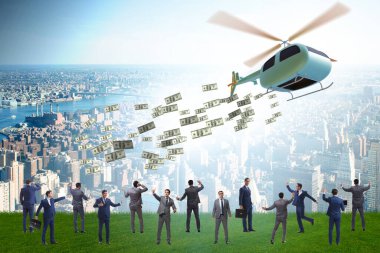 Helikopter para konseptinde iş adamı