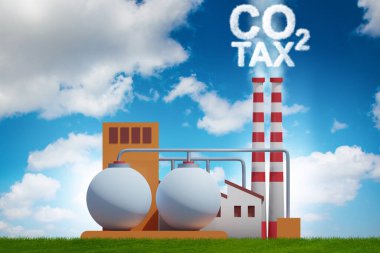 Karbon vergisi ve kirlilik kavramındaki bitki - 3D oluşturma